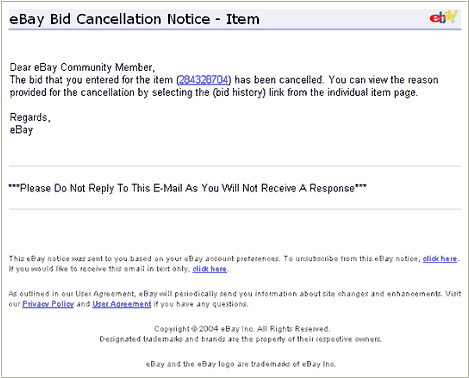 Przykład maila podszywającego się pod eBay