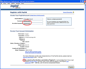 Rejestracja konta w PayPal